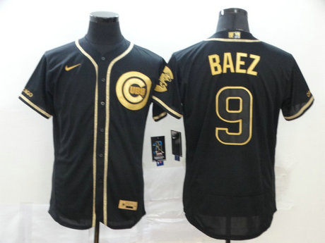 Cubs 9 Javier Baez Black Gold Nike Flexbase Jersey