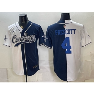 Dallas Cowboys 4 Prescott White Navy Split Baseball Vapor Limited Men Jersey Dallas Cowboys 4 Prescott White Navy Split Baseball Vapor Limited Men Jersey