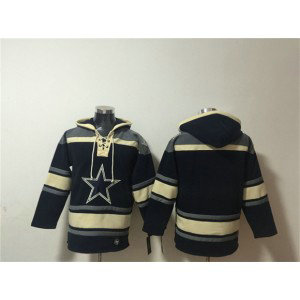 Dallas Cowboys Blank Navy Ageless Must-Have Lace-Up Pullover Hoodie