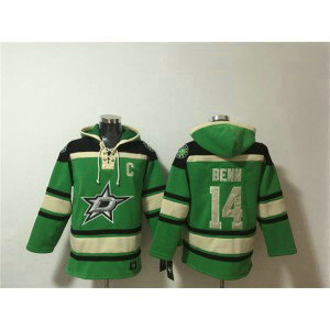 Dallas Stars 14 Jamie Benn Green Lace-Up Pullover Hoodie