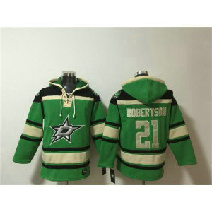 Dallas Stars 21 Jason Robertson Green Lace-Up Pullover Hoodie