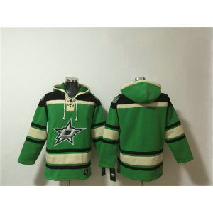 Dallas Stars Blank Black Green Lace-Up Pullover Hoodie