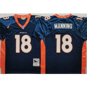 Denver Broncos 18 Peyton Manning Navy Throwback Men Jersey