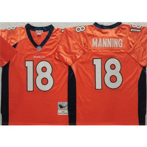 Denver Broncos 18 Peyton Manning Orange Throwback Men Jersey
