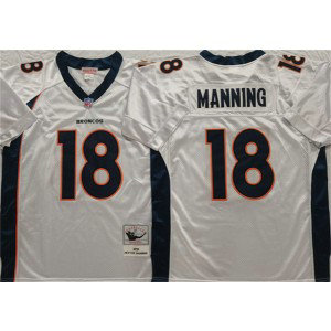 Denver Broncos 18 Peyton Manning White Throwback Men Jersey