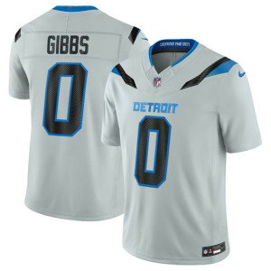 Detroit Lions 0 Jahmyr Gibbs Silver 2026 Rivalries F.U.S.E. Vapor Limited Men Jersey