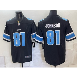 Detroit Lions 81 Calvin Johnson Black Blue Vapor Limited Men Jersey