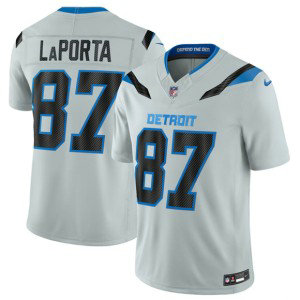 Detroit Lions 87 Sam LaPorta Silver 2026 Rivalries F.U.S.E. Vapor Limited Men Jersey