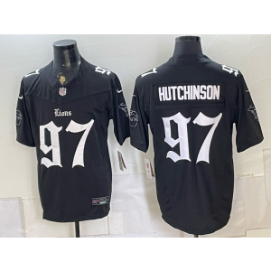 Detroit Lions 97 Hutchinson Black Gothic F.U.S.E. Vapor Limited Men Jersey