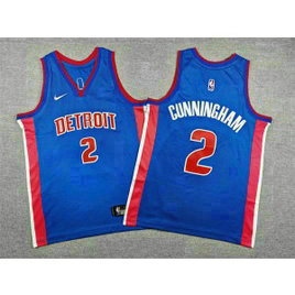 Detroit Pistons 2 Cade Cunningham Blue Youth Jersey