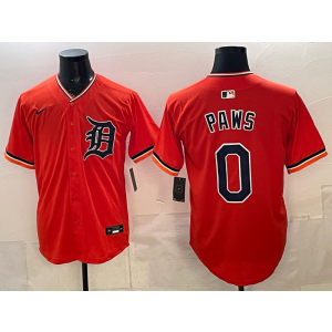 Detroit Tigers 0 Paws Orange Cool Base Men Jersey