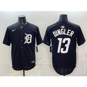 Detroit Tigers 13 Dingler Black Cool Base Men Jersey