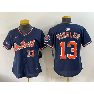 Detroit Tigers 13 Dingler Navy Women Jersey