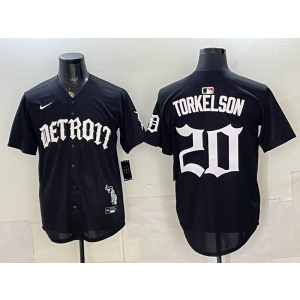 Detroit Tigers 20 Torkelson Black Gothic Cool Base Men Jersey