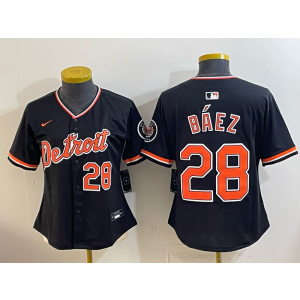 Detroit Tigers 28 Baez Black Cool Base Women Jersey