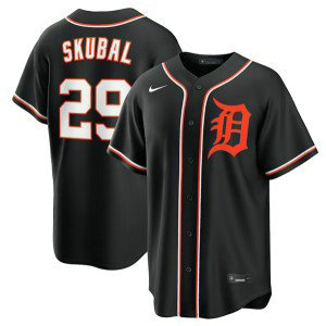 Detroit Tigers 29 Tarik Skubal 2026 Black Out Cool Base Men Jersey