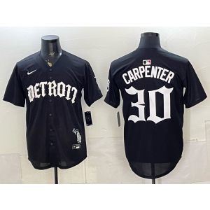 Detroit Tigers 30 Carpenter Black Gothic Cool Base Men Jersey