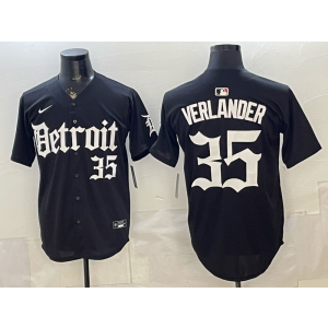 Detroit Tigers 35 Verlander Black Cool Base Men Jersey