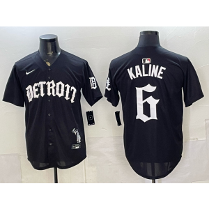 Detroit Tigers 6 Kaline Black Gothic Cool Base Men Jersey