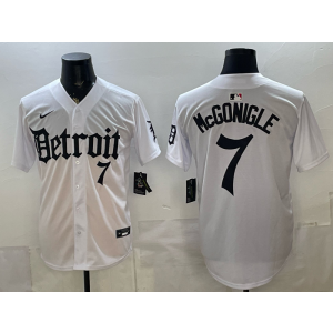 Detroit Tigers 7 McGonigle White Gothic Cool Base Men Jersey