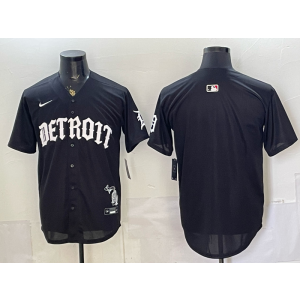 Detroit Tigers Blank Black Gothic Cool Base Men Jersey