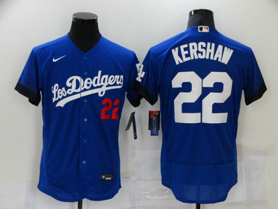 Dodgers 22 Clayton Kershaw Royal 2021 City Connect Flexbase Jersey