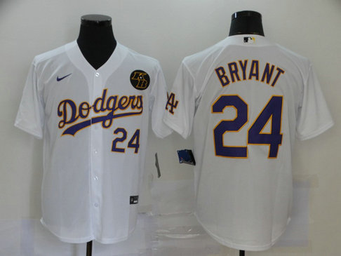 Dodgers 24 Kobe Bryant White 2020 Nike KB Cool Base Jerseys