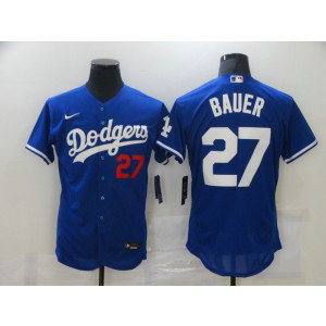 Dodgers 27 Trevor Bauer Royal blue Nike FlexBase Jersey