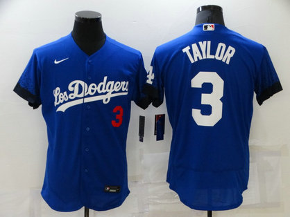 Dodgers 3 Chris Taylor Royal 2021 City Connect Flexbase Jersey