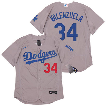 Dodgers 34 Fernando Valenzuela Gray 2020 Nike Flexbase Jersey