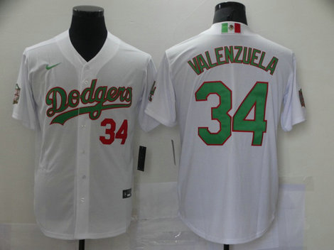Dodgers 34 Fernando Valenzuela White World Series Nike Cool Base Jersey