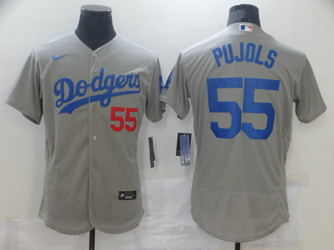 Dodgers 55 Albert Pujols Gray 2020 Nike Flexbase Jersey