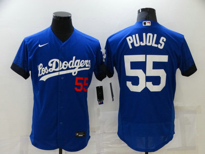 Dodgers 55 Albert Pujols Royal 2021 City Connect Flexbase Jersey