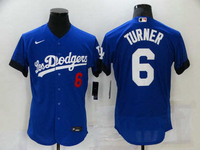 Dodgers 6 Trea Turner Royal 2021 City Connect Flexbase Jersey