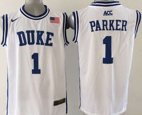 Duke Blue Devils #1 Jabari Parker 2015 White Round Collar Jersey Duke Blue Devils #1 Jabari Parker 2015 White Round Collar Jersey