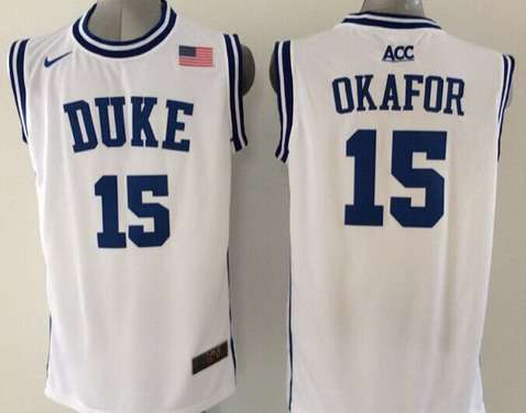 Duke Blue Devils #15 Jahlil Okafor 2015 White Round Collar Jersey Duke Blue Devils #15 Jahlil Okafor 2015 White Round Collar Jersey