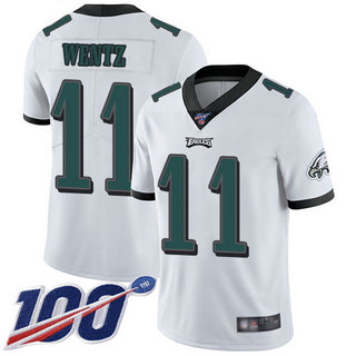 Eagles #11 Carson Wentz White Men's Stitched Football 100th Season Eagles #11 Carson Wentz White Men's Stitched Football 100th Season