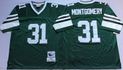 Eagles 31 Wilbert Montgomery Green M&N Throwback Jersey
