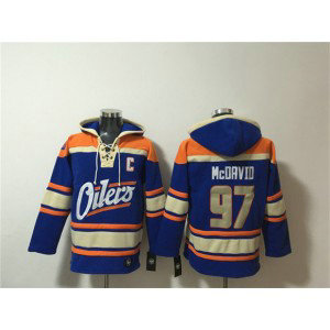 Edmonton Oilers 97 Connor McDavid Blue Lace-Up Pullover Hoodie