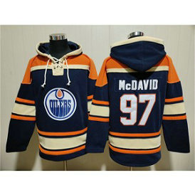 Edmonton Oilers 97 Connor McDavid Navy Lace-Up Pullover Hoodie
