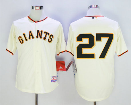 Giants 27 Juan Marichal Cream Cool Base Jersey