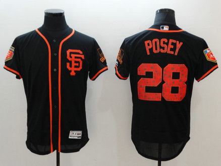Giants 28 Buster Posey Black 2018 Spring Training Flexbase Jersey