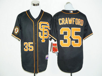 Giants 35 Brandon Crawford Black Cool Base Jersey
