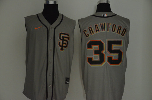 Giants 35 Brandon Crawford Gray Nike Cool Base Sleeveless Jersey