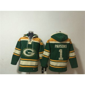 Green Bay Packers 1 Micah Parsons Green Lace-Up Pullover Hoodie