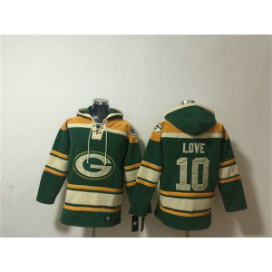 Green Bay Packers 10 Jordan Love Green Lace-Up Pullover Hoodie