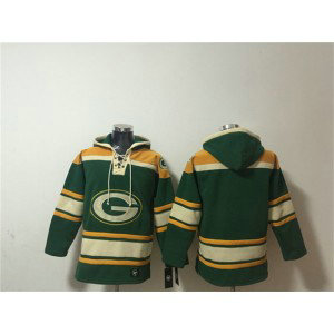 Green Bay Packers Blank Green Lace-Up Pullover Hoodie