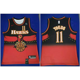 Hawks 11 Trae Young Red Nike Throwback Swingman Jersey