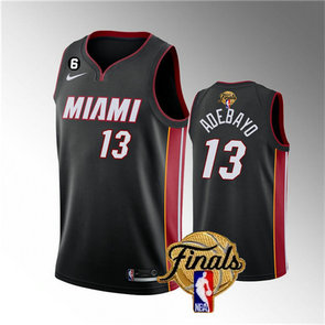 Heat 13 Bam Adebayo Black Nike 2023 NBA Finals NO.6 Patch Swingman Jersey