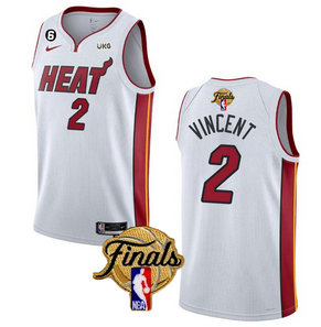 Heat 2 Gabe Vincent White Nike 2023 NBA Finals NO.6 Patch Swingman Jersey